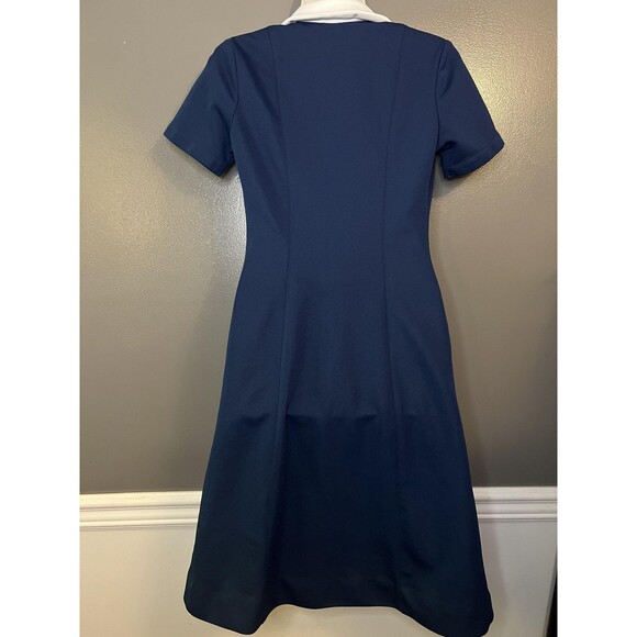 Crest Careers Dress Womens 6 Navy White Zip Front Short Sleeve Uniform Made USA - Picture 6 of 11